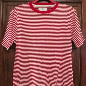 Red and white striped mens t shirt size M